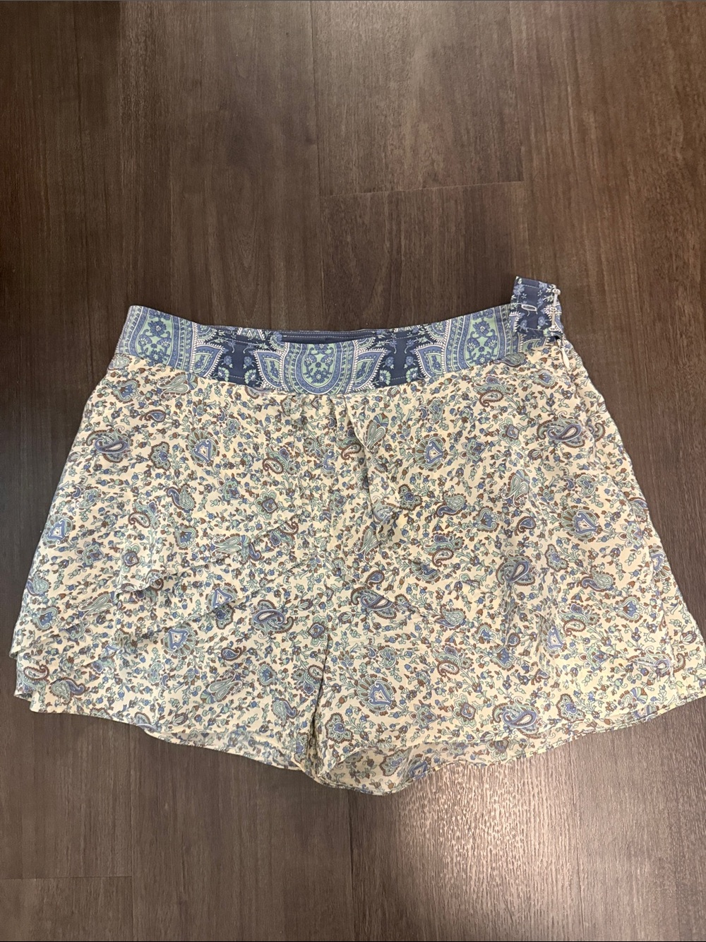 Tibi Blue Paisley Print Women’s Shorts